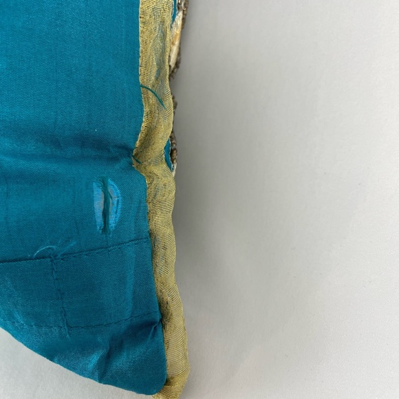 Pier 1 Embroidered Peacock Beaded Lumbar Accent Throw Pillow Teal Gold Bronze - Picture 5 of 12